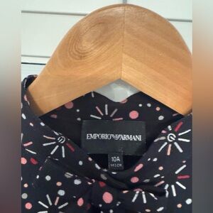 Emporio Armani Kids Black Shirt with Pink and White Dots